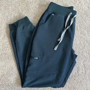 Figs High Waisted Zamora Jogger Scrubs Pants - Dark Harbor, Size Medium